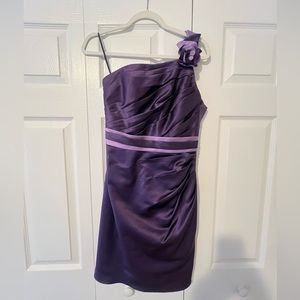 ALLURE BRIDALS BRIDESMAID purple satin one shoulder formal dress size 4